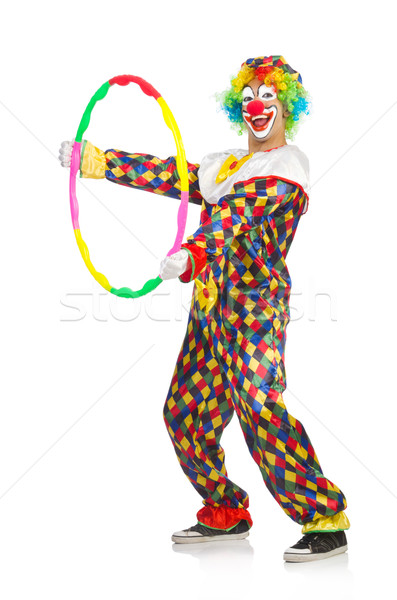 Clown hoelahoep geïsoleerd witte glimlach gezicht Stockfoto © Elnur