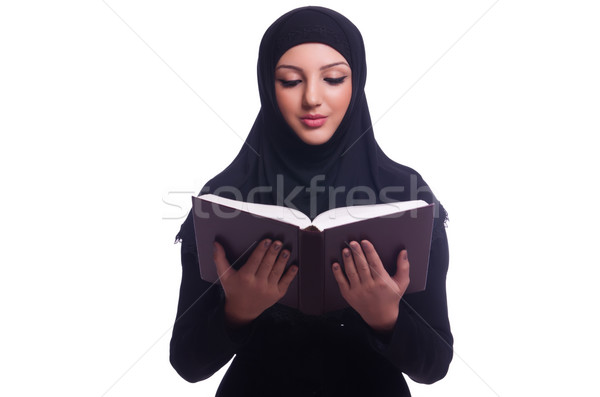 Stock fotó: Muszlim · fiatal · nő · visel · hidzsáb · fehér · nő