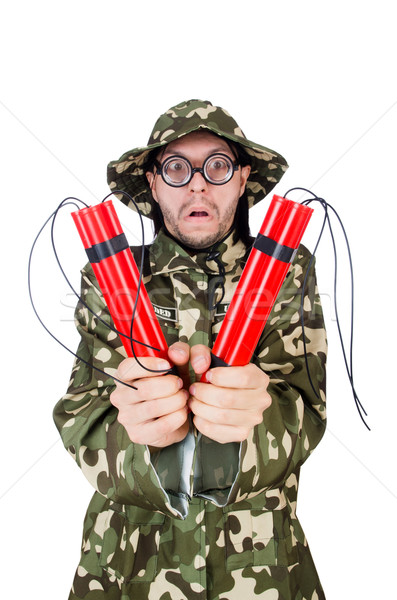 Funny soldier isolated on white Stock photo © Elnur