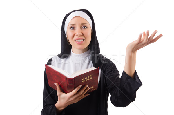 Stok fotoğraf: Güzel · rahibe · İncil · yalıtılmış · beyaz · kadın