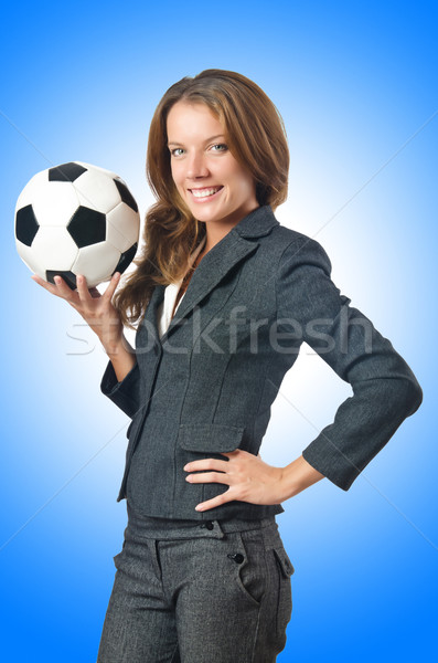 [[stock_photo]]: Femme · d'affaires · football · blanche · femme · travaux · sport