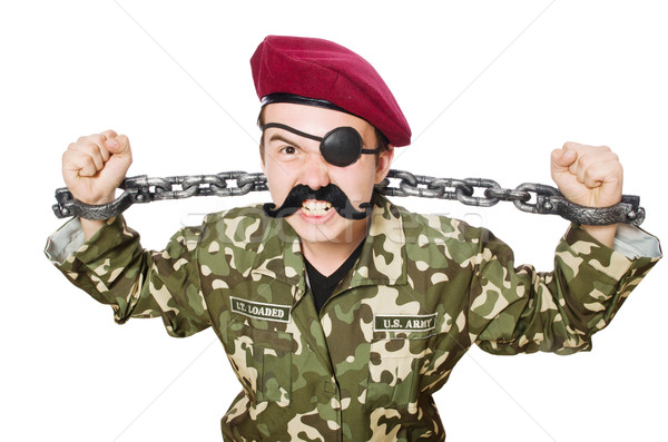 Engraçado soldado militar diversão polícia trancar Foto stock © Elnur