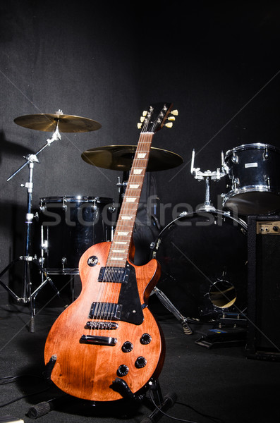 Сток-фото: набор · музыкальные · инструменты · клуба · вечеринка · гитаре · искусства