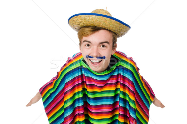 Vicces fiatal mexikói hamis bajusz izolált Stock fotó © Elnur