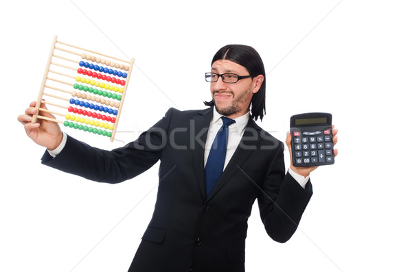 Vicces férfi számológép abakusz üzlet pénz Stock fotó © Elnur