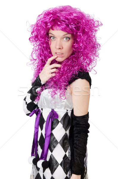 Pretty girl in jester costume isolated on white Stock photo © Elnur