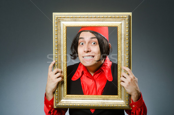 Foto stock: Homem · vermelho · seis · moda · quadro