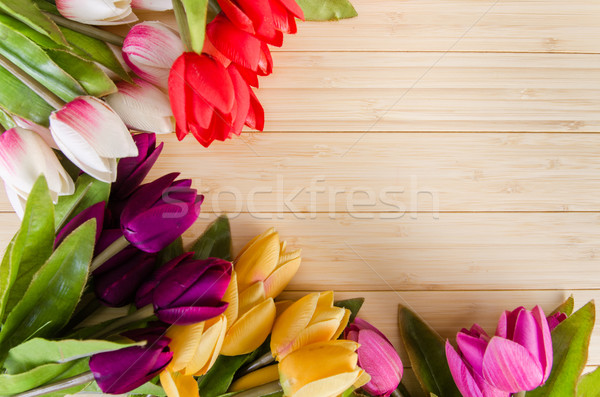 Tulips flowers arranged with copyspace for your text Stock photo © Elnur