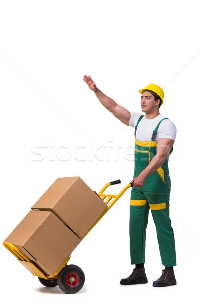 Man moving boxes isolated on the white background Stock photo © Elnur
