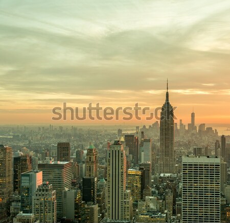 Vue nouvelle Manhattan coucher du soleil affaires ciel [[stock_photo]] © Elnur