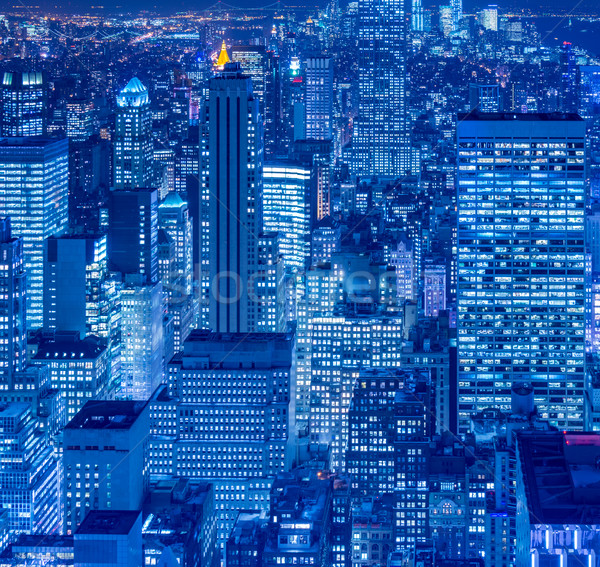 Stockfoto: Nieuwe · Manhattan · zonsondergang · business · hemel