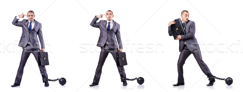 Businessman with shackles on white Stock photo © Elnur