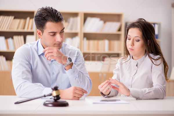 Stock photo: Young family in marriage divorce concept