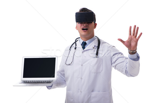 Doctor wearing a vr virtual reality headset isolated on white ba Stock photo © Elnur