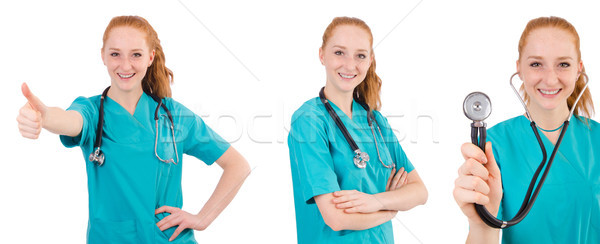 Fiatal orvosi gyakornok sztetoszkóp izolált fehér Stock fotó © Elnur