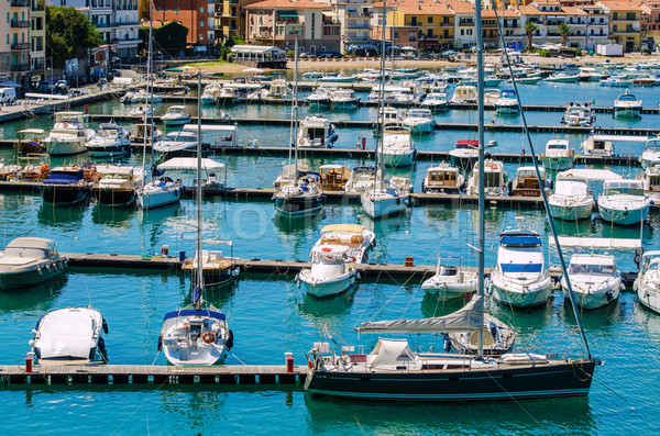 Port with many yachts on summer day Stock photo © Elnur
