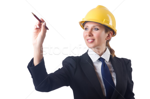 Foto stock: Mulher · construtor · virtual · botões · negócio