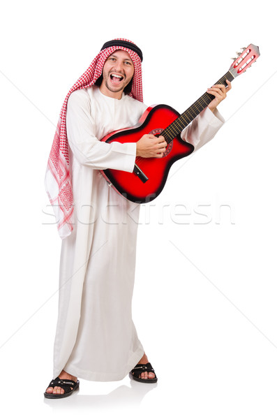 Arab man spelen gitaar geïsoleerd witte Stockfoto © Elnur