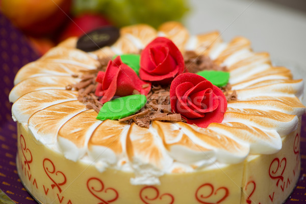 Topping of cake with cream Stock photo © Elnur
