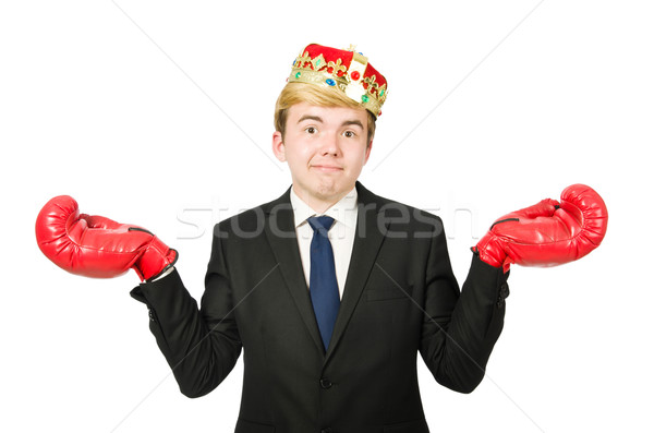 Divertente imprenditore corona guantoni da boxe lavoro sfondo Foto d'archivio © Elnur