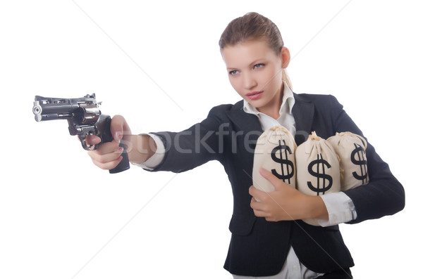 Woman gangster with gun and money Stock photo © Elnur