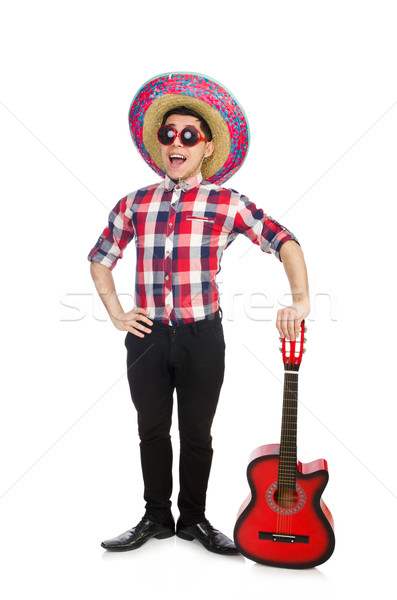 Funny mexican sombrero muzyki strony gitara Zdjęcia stock © Elnur