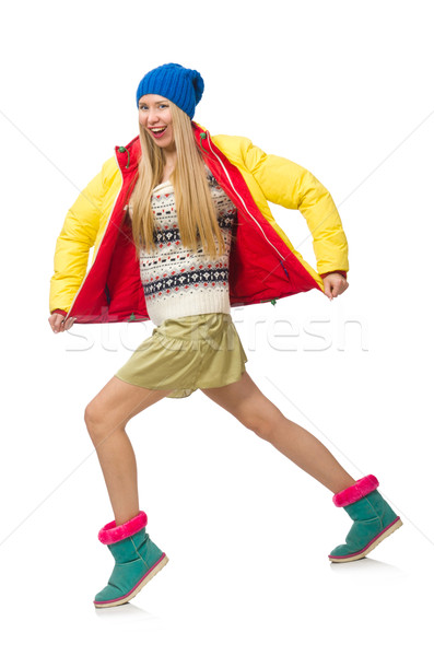 A girl in bright winter clothes isolated on white Stock photo © Elnur