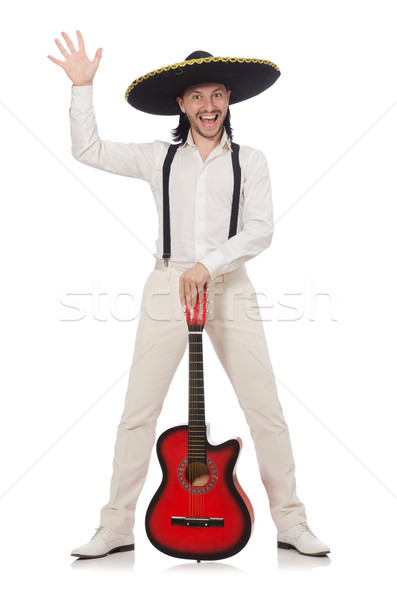 Mexican Gitarrist isoliert weiß Party Hintergrund Stock foto © Elnur