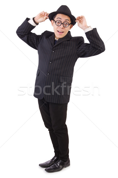 Funny Gentleman gestreift Anzug isoliert weiß Stock foto © Elnur