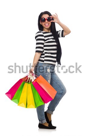 Vrouw geïsoleerd witte gelukkig mode Stockfoto © Elnur