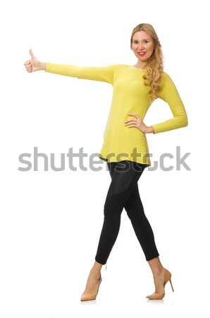 Bastante mulher jovem amarelo blusa isolado branco Foto stock © Elnur