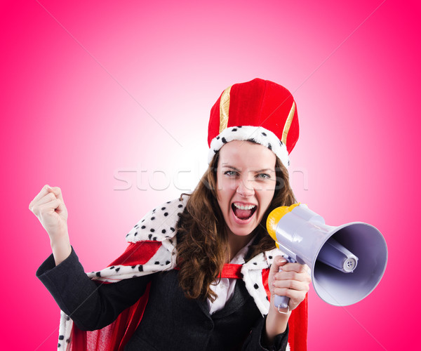 Vrouw koningin grappig business spreker pak Stockfoto © Elnur