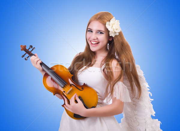 Foto stock: Jóvenes · violín · jugador · aislado · blanco · mujer