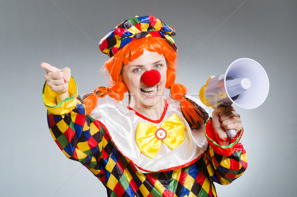 Clown with loudspeaker isolated on white Stock photo © Elnur