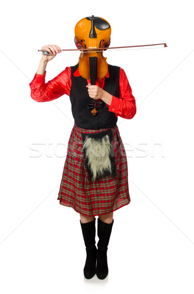 Funny woman in scottish clothing with violin Stock photo © Elnur