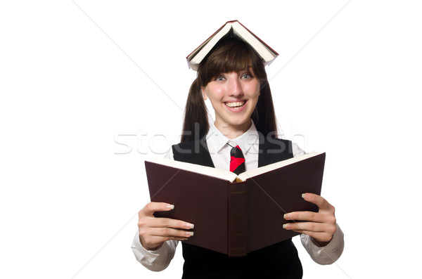 Funny nerd estudiante aislado blanco mujer Foto stock © Elnur
