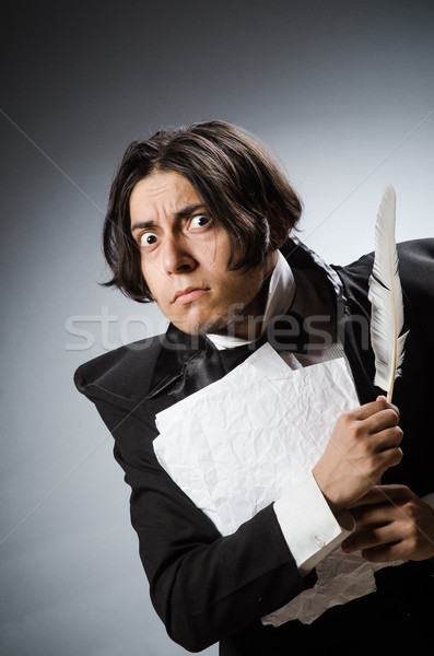 Funny Schriftsteller Jahrgang Papier Hand Mann Stock foto © Elnur