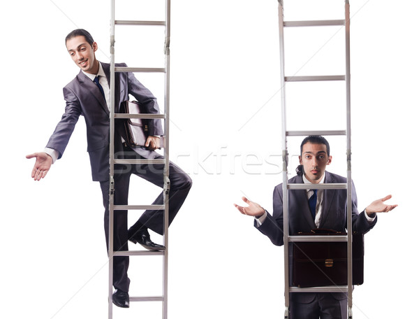 Businessman climbing the ladder isolated on white Stock photo © Elnur