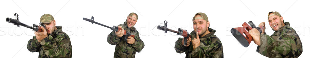Katona mesterlövész puska izolált fehér férfi Stock fotó © Elnur