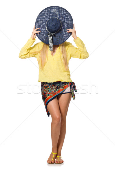 Tall caucasian model wearing hat isolated on white Stock photo © Elnur