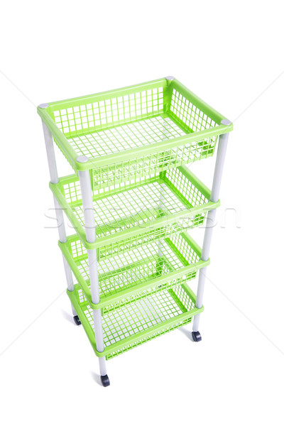 Green bin rack shelf with wheels isolated on white Stock photo © Elnur