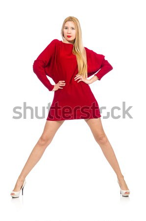 Pretty girl in red dress isolated on white Stock photo © Elnur