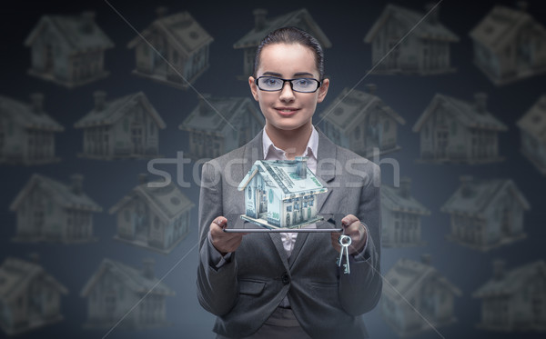 Stock foto: Geschäftsfrau · Gehäuse · Hypothek · Business · Frau · Büro