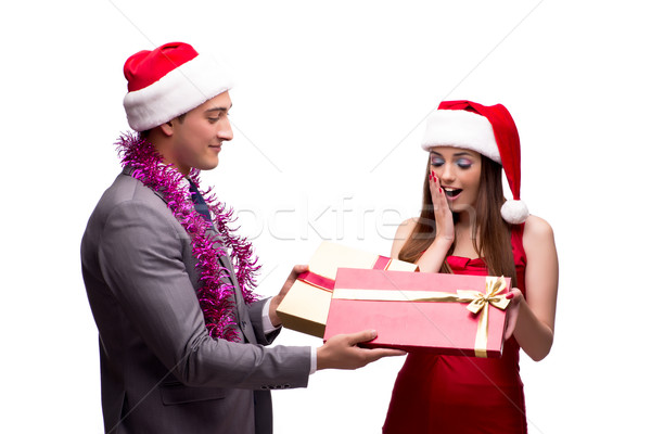 Foto stock: Par · Navidad · oficina · aislado · blanco