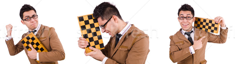 Funny szachy gracz odizolowany biały sukces Zdjęcia stock © Elnur