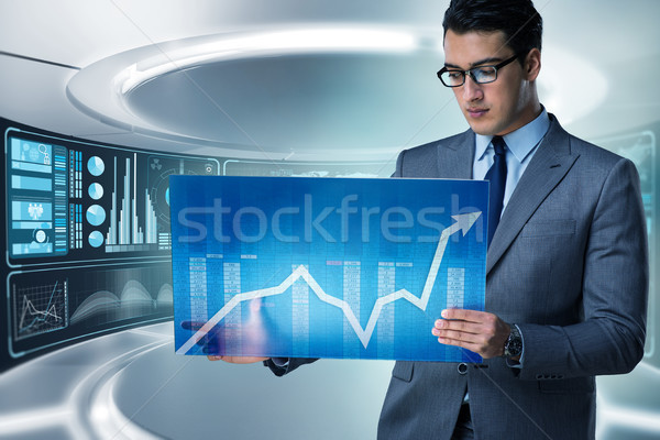 Empresário comércio mundo mercado de ações computador dinheiro Foto stock © Elnur