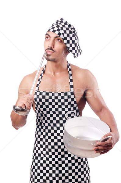 Sexy male cook isolated on the white Stock photo © Elnur