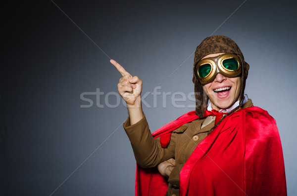 Funny pilot with goggles and helmet Stock photo © Elnur