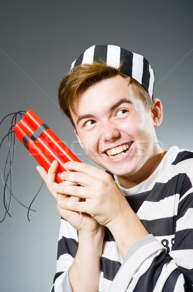 [[stock_photo]]: Drôle · prison · détenu · police · justice · rouge