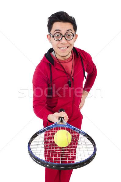 Foto stock: Engraçado · isolado · branco · menina · esportes